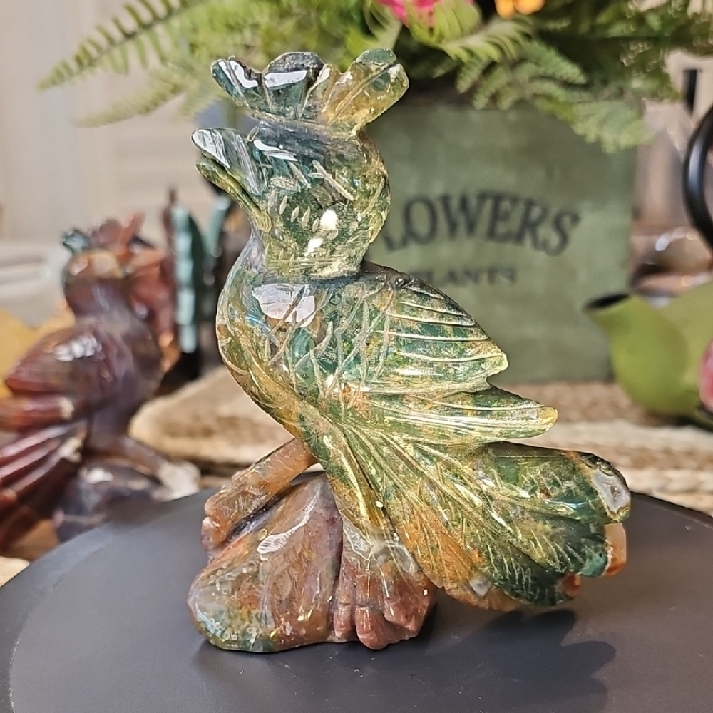 Ocean Jasper Peacock Carving